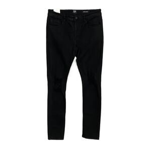 Cotton On Men's Size 32x32 Super Skinny Distressed Jeans Jet Black Blow Out NEW